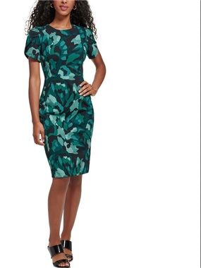 Calvin Klein Teal Green Printed Midi Dress